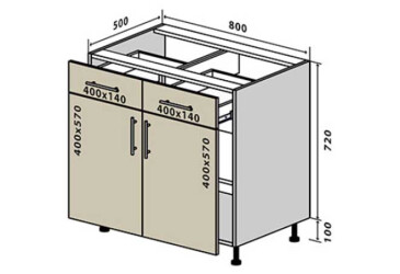 N27 Skříňka 2Š2D 80 Interno Glaňec Luxe