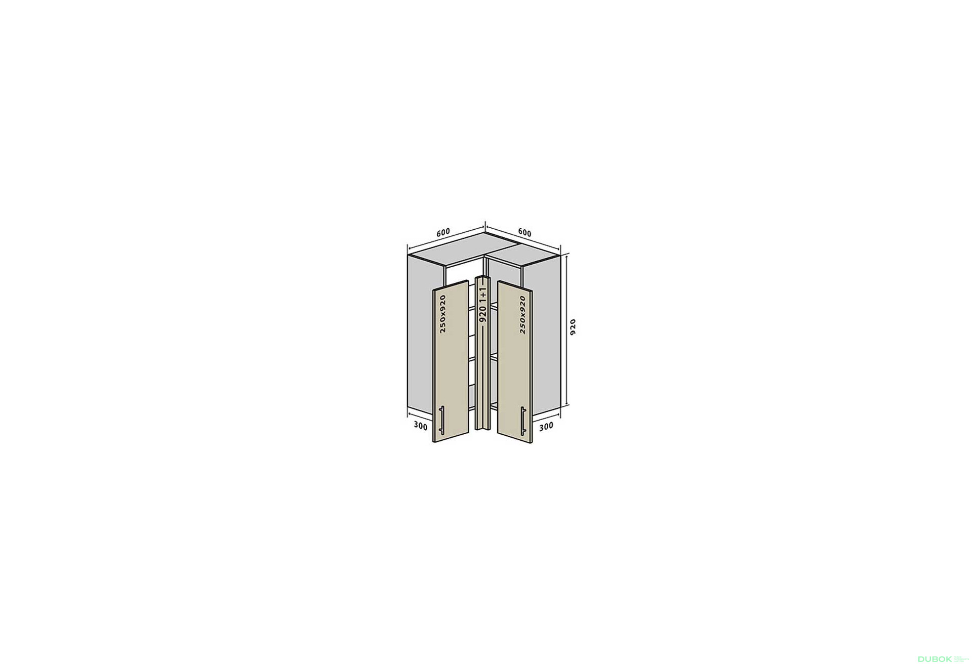 Fotografie 1 - V58 Rohová Skříňka 60x60 Interno Glaňec Luxe