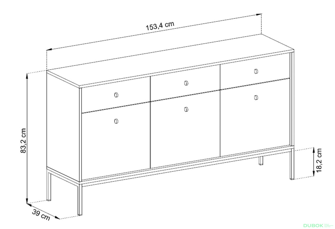 Fotografie 13 - Komoda MKSZ154 Mono bordo