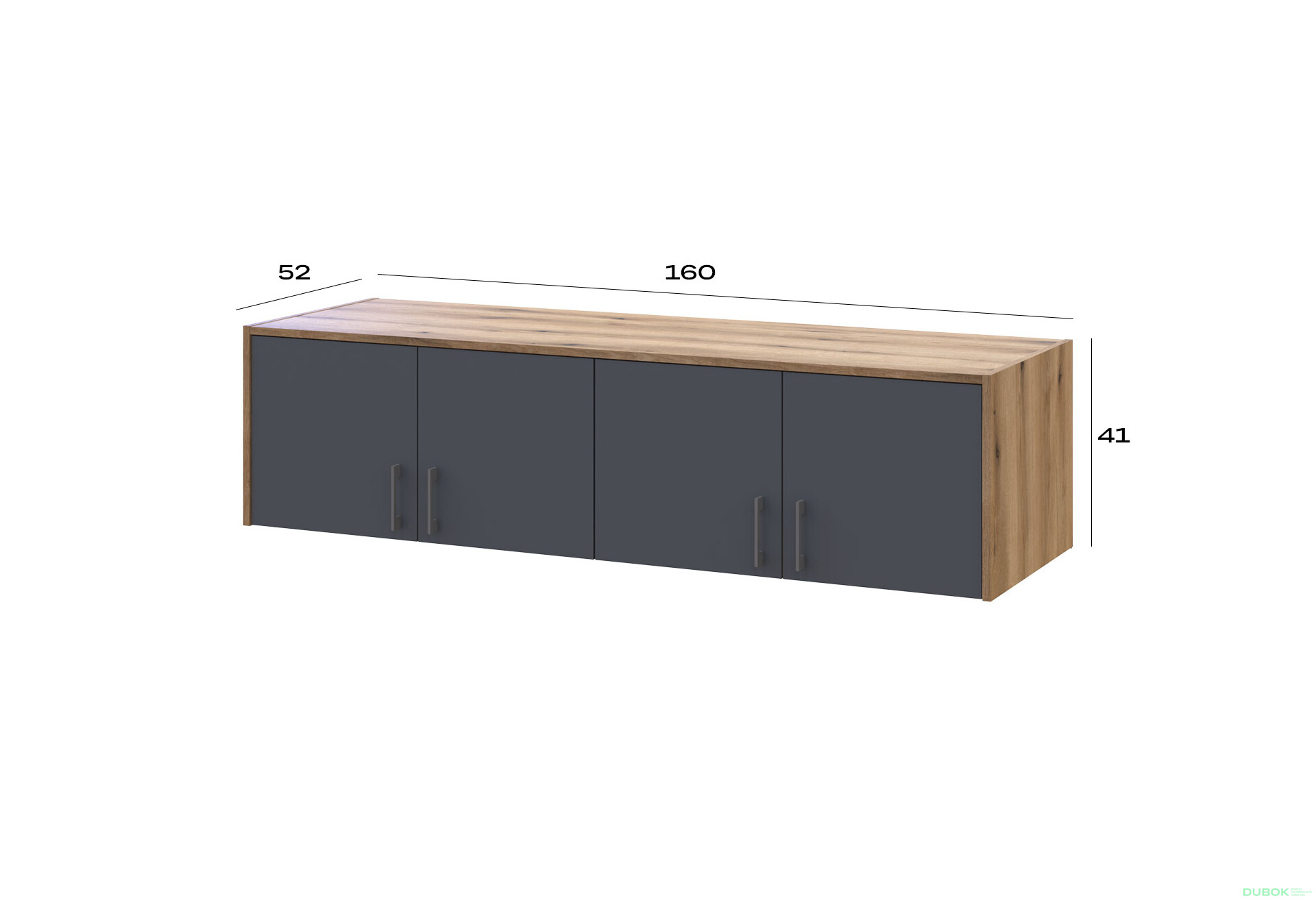 Nástavba Rondi 4 dřevotříska 160x52x41 dub artisan / grafit - Fotografie 7 Fotografie 7 - Nástavba Rondi 4 dřevotříska 160x52x41 dub artisan / grafit