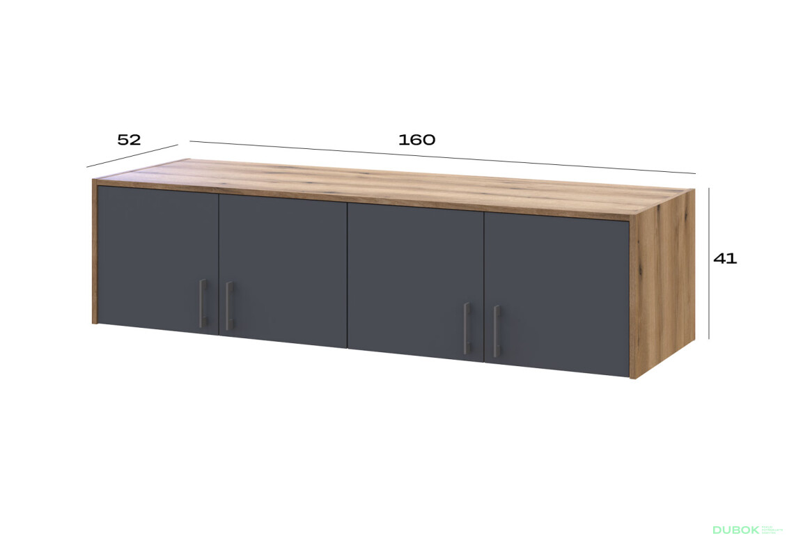 Nástavba Rondi 4 dřevotříska 160x52x41 dub artisan / grafit - Fotografie 7 Fotografie 7 - Nástavba Rondi 4 dřevotříska 160x52x41 dub artisan / grafit