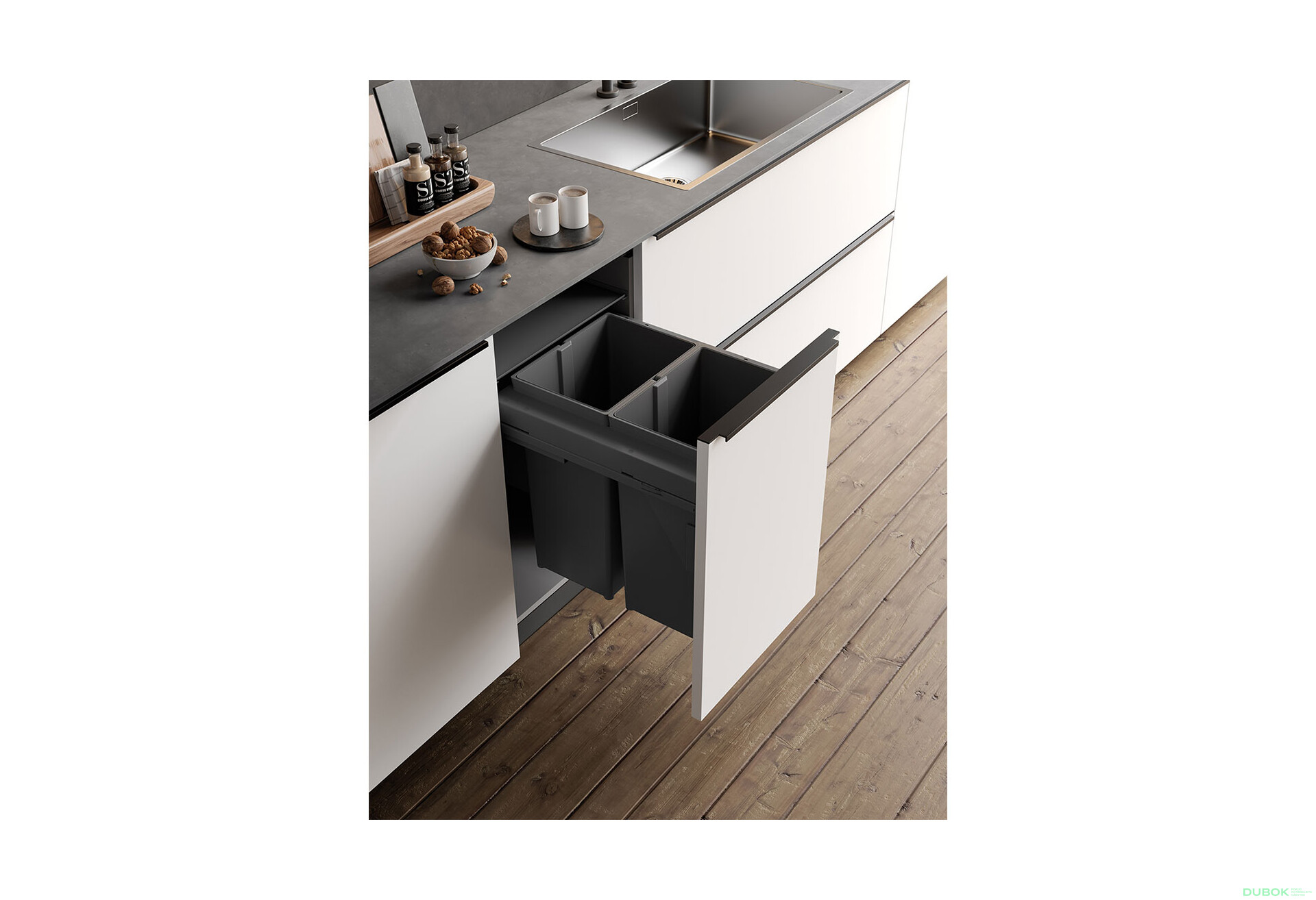 Fotografie 2 - Sorter 580 Gollinucci EVO do skrinky 450mm včetně výsuvů a víka 2x29l antracit
