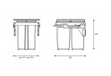 Fotografie 3 - Sorter 580 Gollinucci EVO do skrinky 450mm včetně výsuvů a víka 2x29l antracit