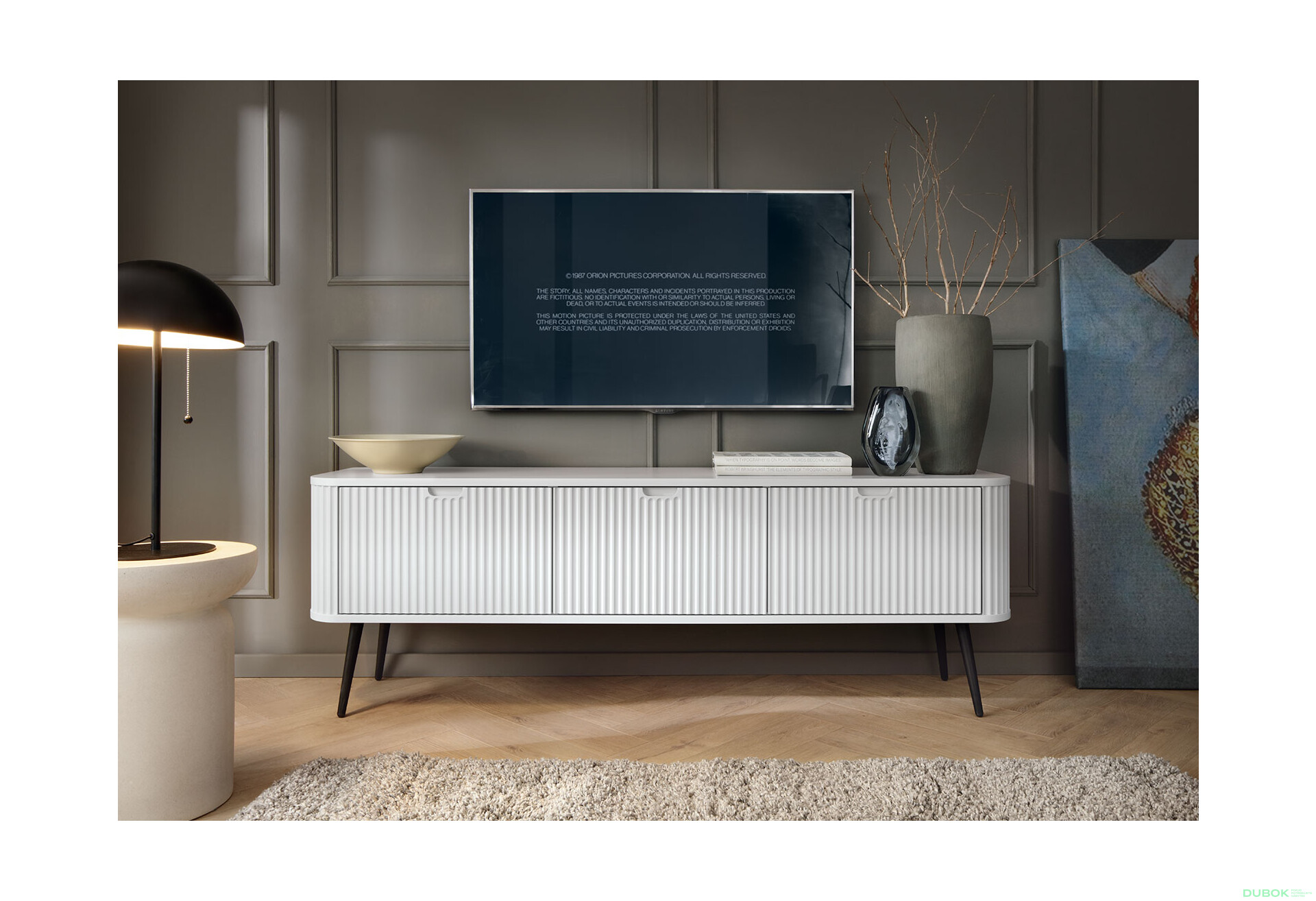Fotografie 5 - TV stolek RTV-168 bílá, černé nohy Zova