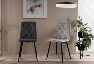 Židle Jerry Velvet světle šedý Bluvel 03, kov černá matná