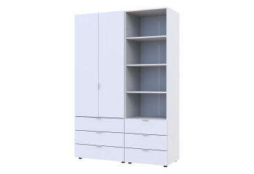 Skříň 2D s regálem se zásuvkami Gelar 137.5 cm bílý