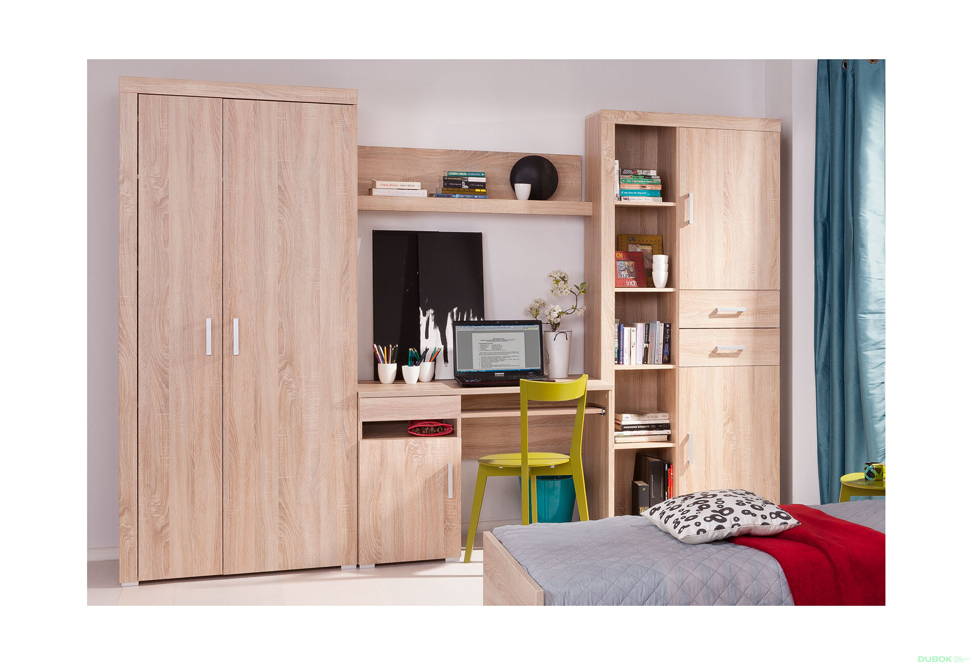 Dětská sestava 2.9 m dub sonoma Damis - Fotografie 1 Fotografie 1 - Dětská sestava 2.9 m dub sonoma Damis