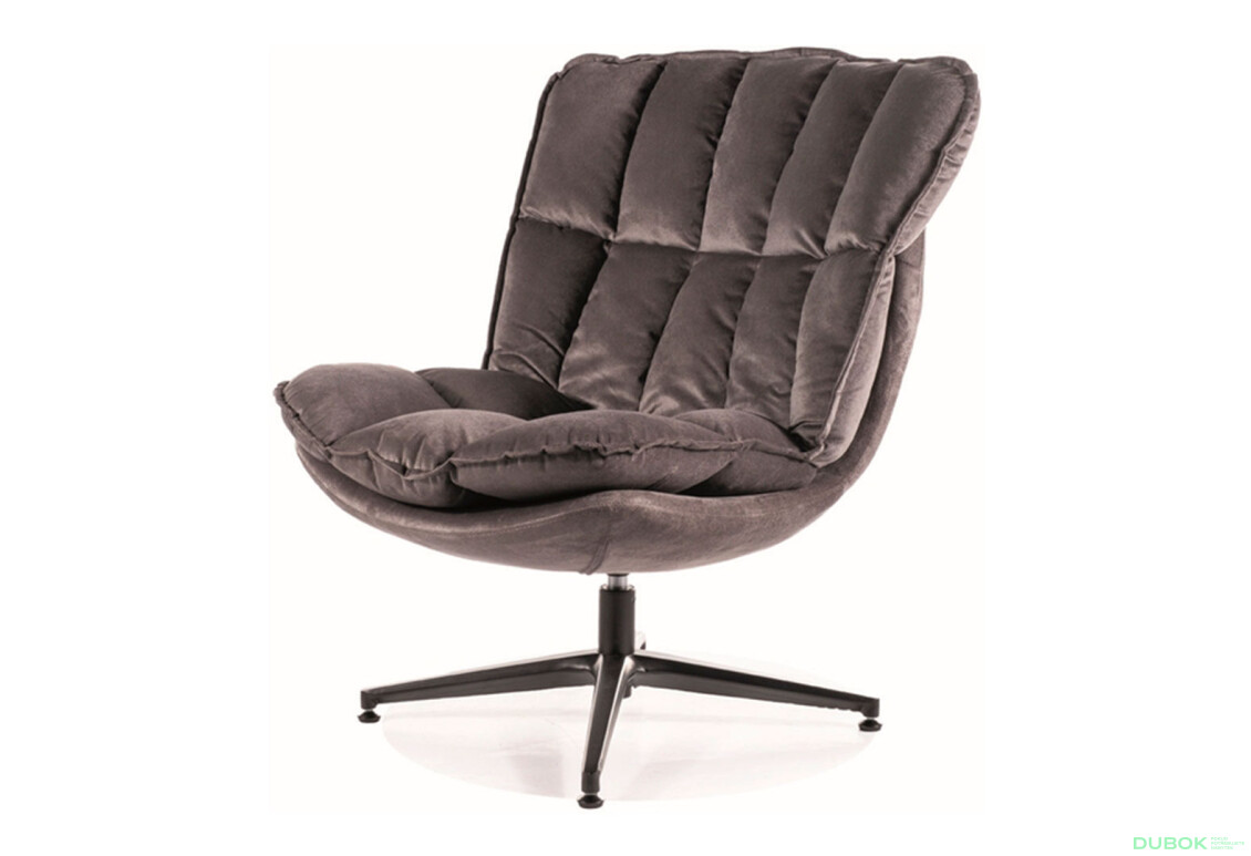 Křeslo Vesta Velvet černý metal / šedý tap. 218
