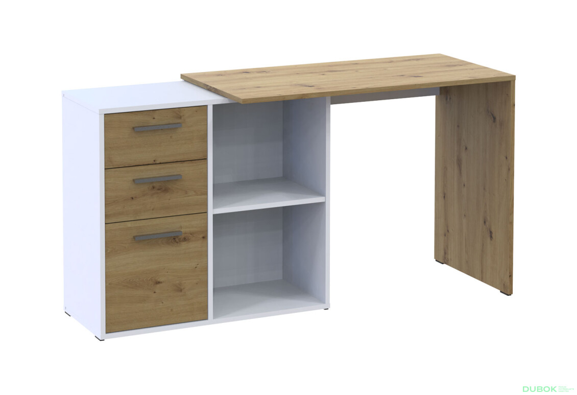 Psací stůl T8 bílý / dub artisan 100x83x75