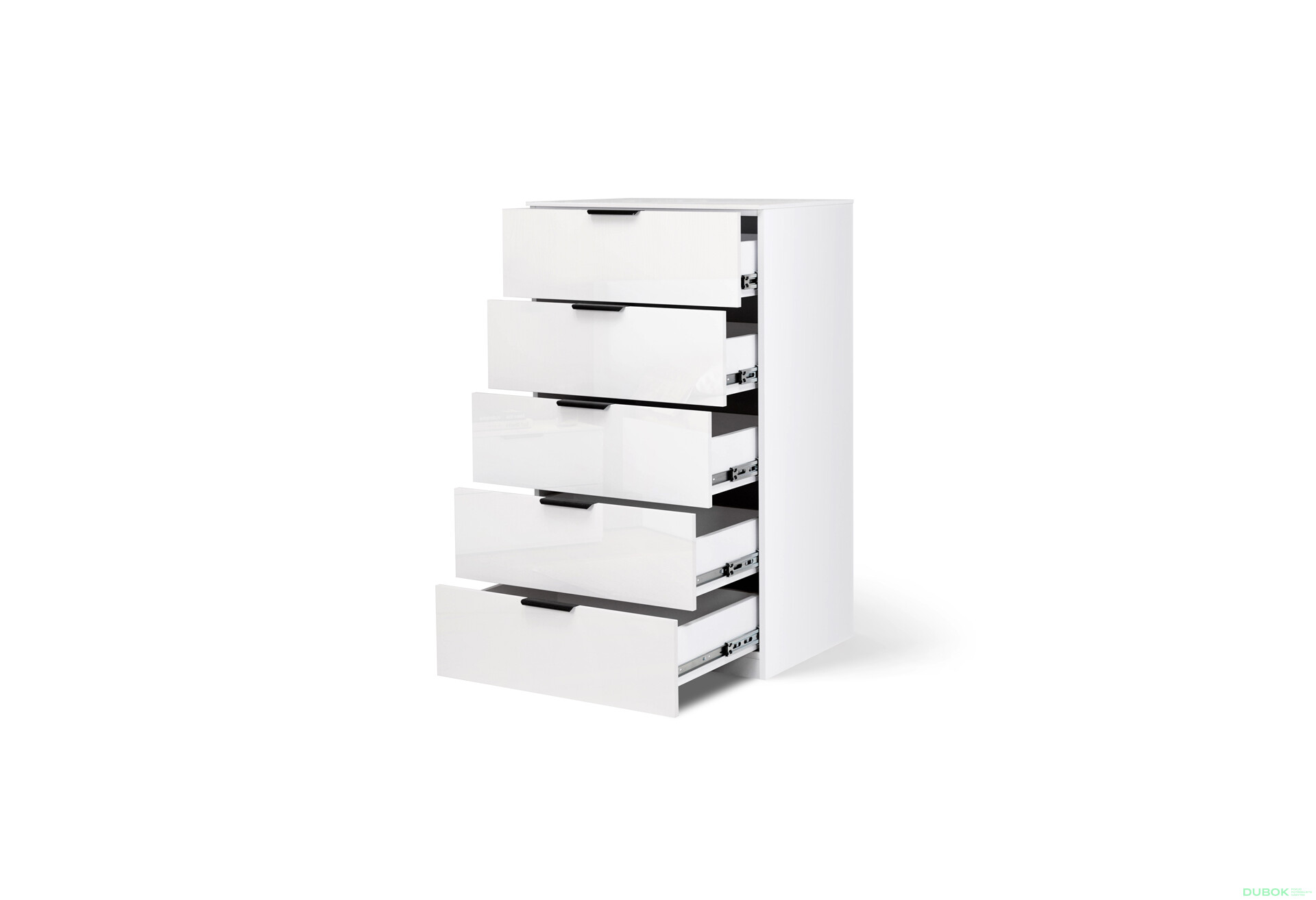 Fotografie 3 - Komoda 5š, bílý lesk Mila