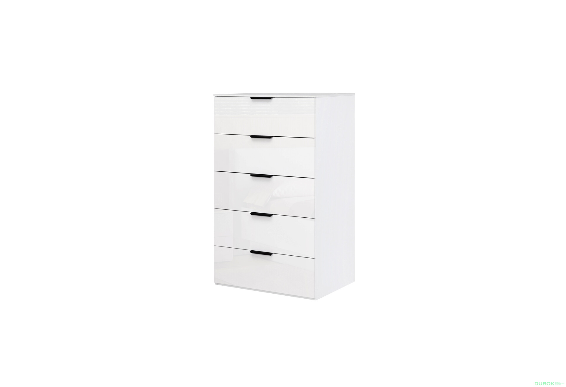 Fotografie 1 - Komoda 5š, bílý lesk Mila