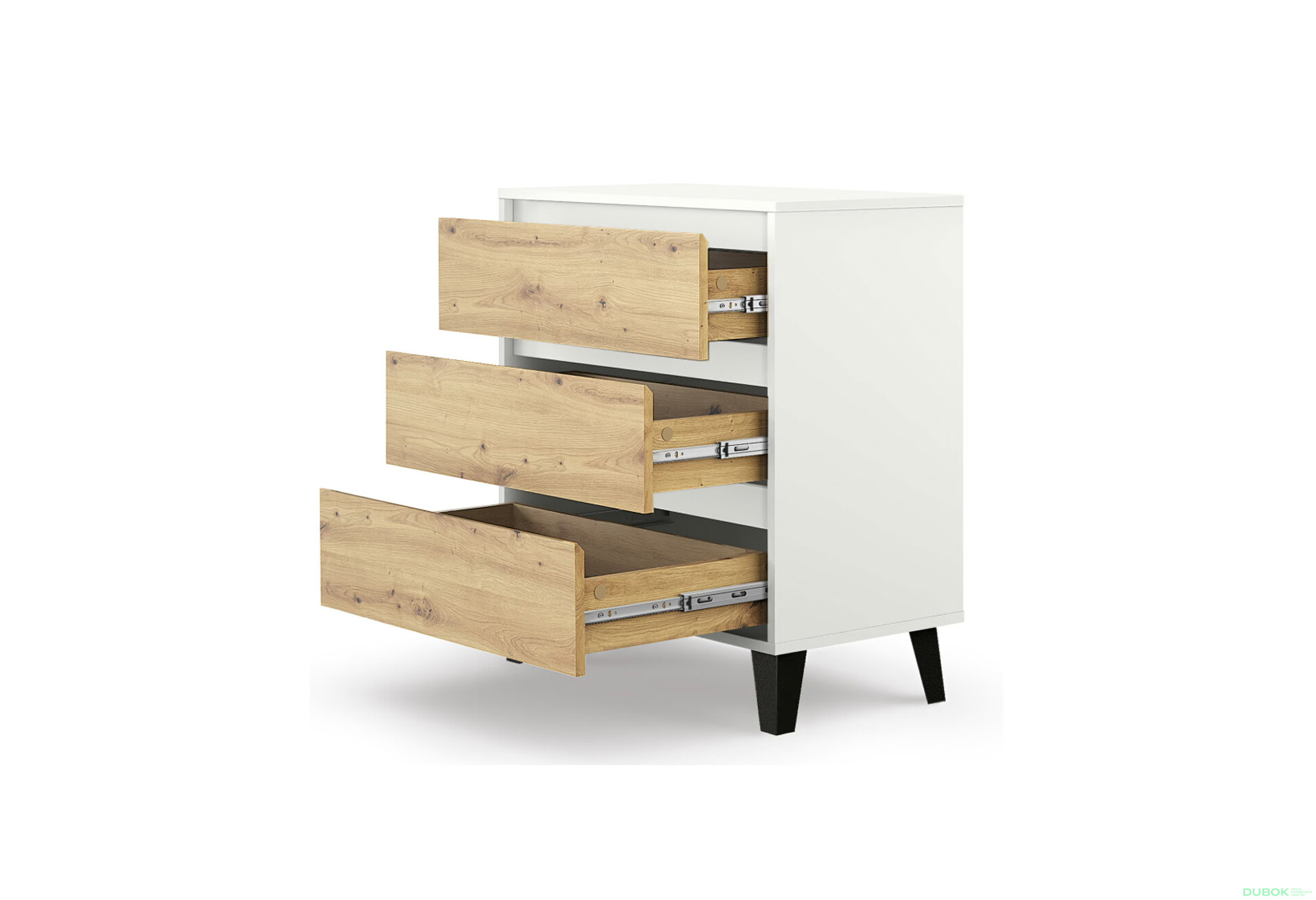 Fotografie 4 - Komoda Borg 3s/70 bílá / dub artisan
