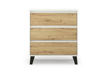 Komoda Borg 3s/70 bílá / dub artisan