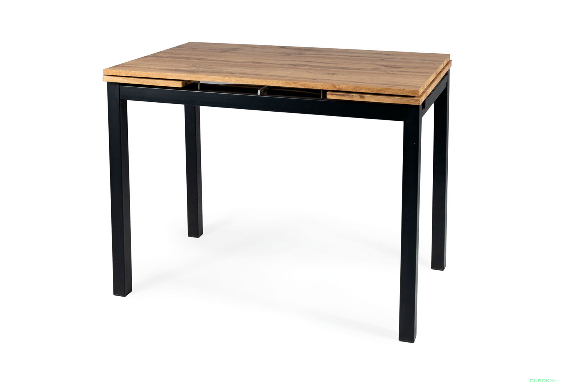 Fotografie 1 - Stůl GD-017 110(170)x74 dub artisan / matná černá kov