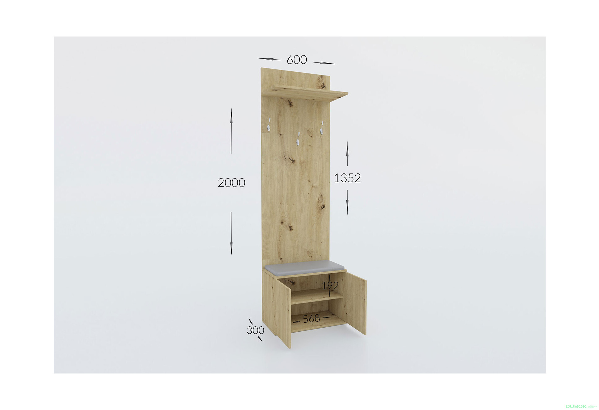 Fotografie 4 - Předsíňová sestava Armario 120 cm Dub artisan