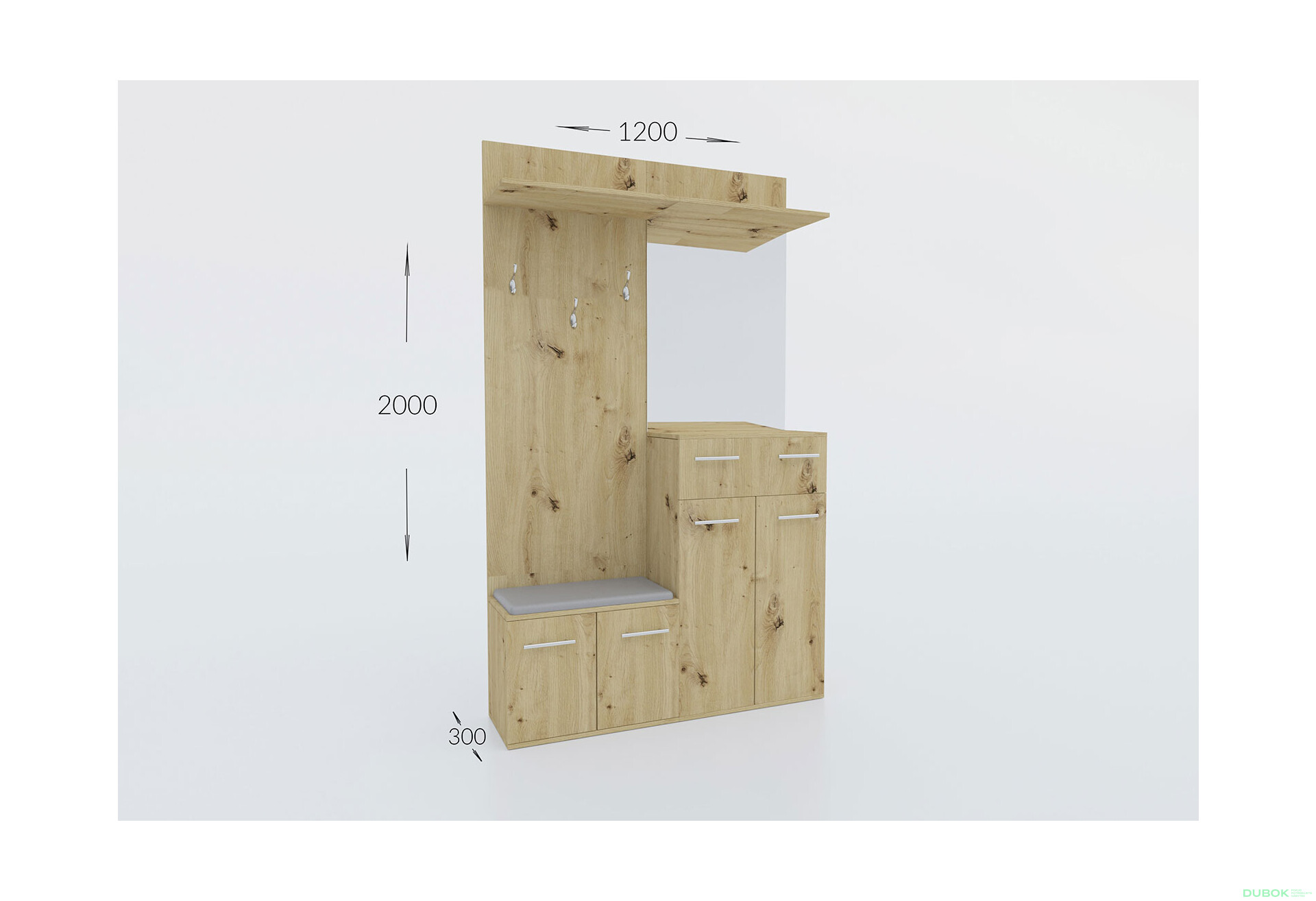 Fotografie 3 - Předsíňová sestava Armario 120 cm Dub artisan
