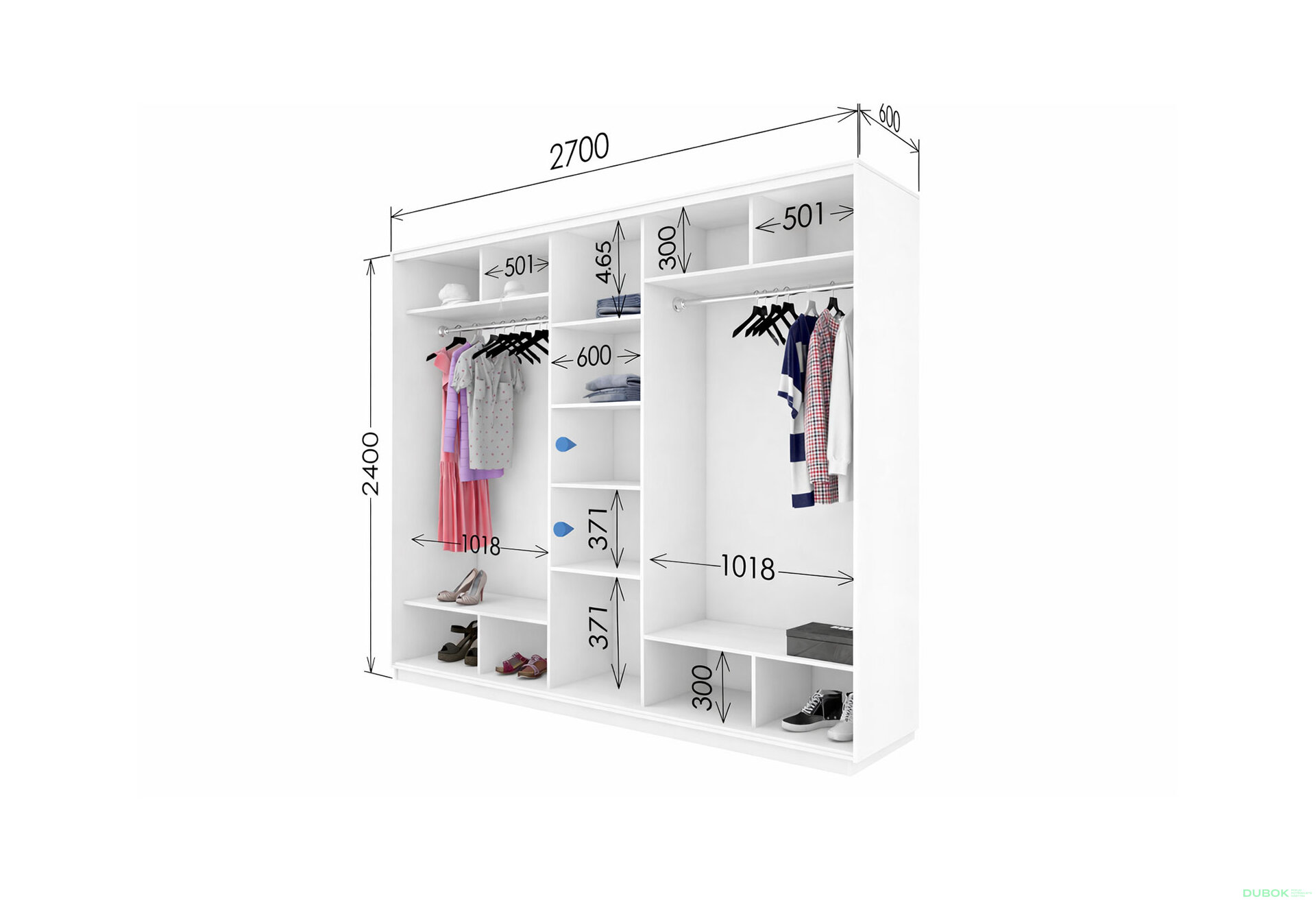 Fotografie 3 - Skříň s posuvnými dveřmi 2400x2700x600 3LTD nymphaea alba, profil stříbrný