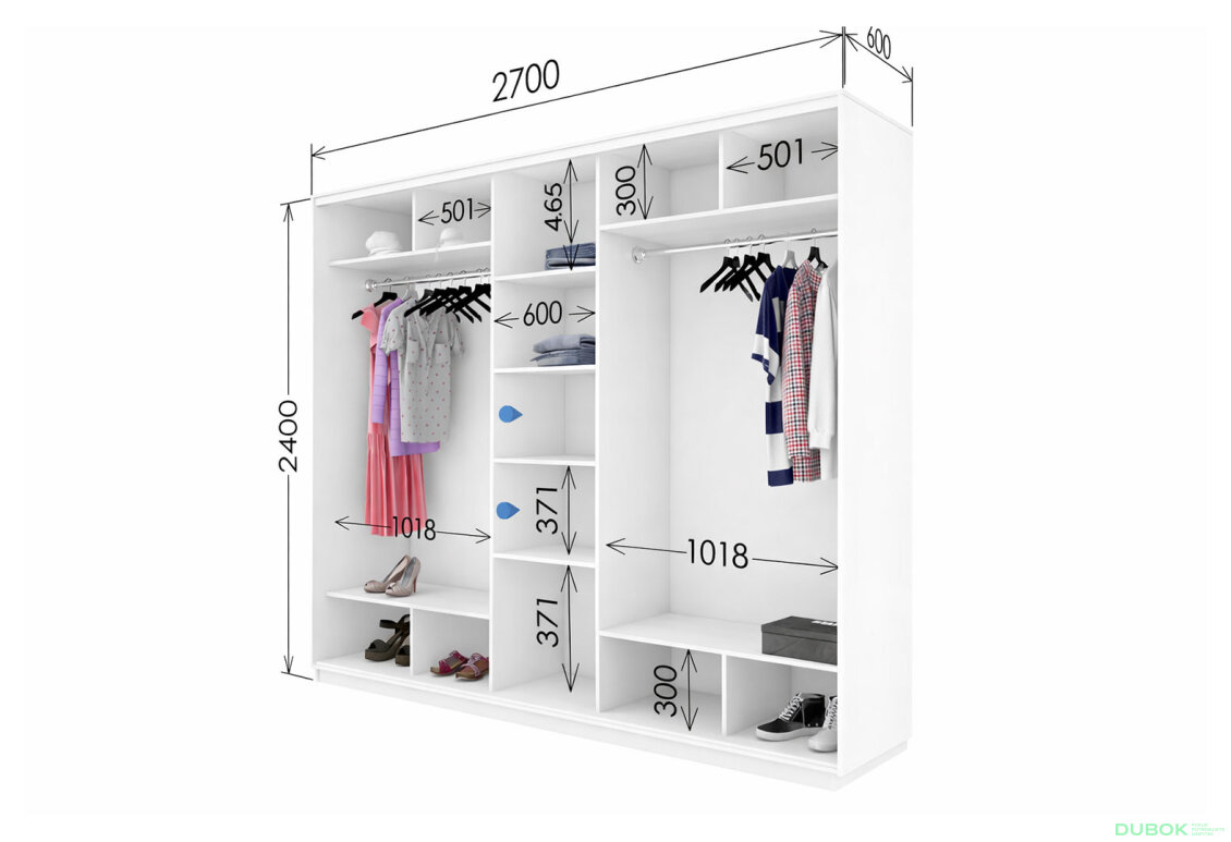 Fotografie 3 - Skříň s posuvnými dveřmi 2400x2700x600 3LTD nymphaea alba, profil stříbrný