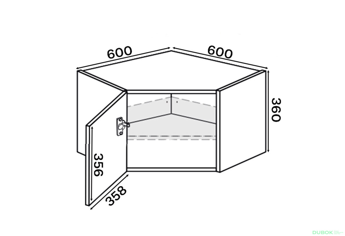 Fotografie 2 - Vrchní roh V 45°/360 1dveře Pro Blum pravý Millenium Premium