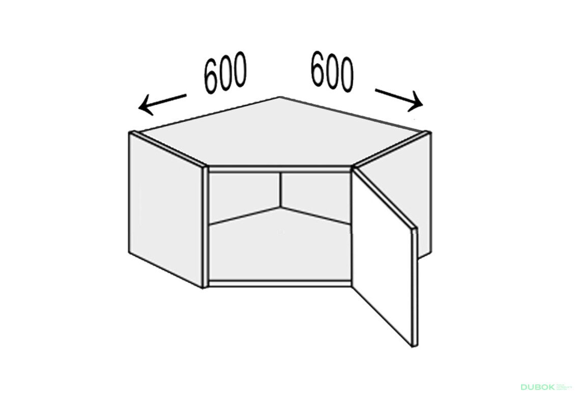 Vrchní roh V 45°/360 1dveře Pro Blum pravý Millenium Premium