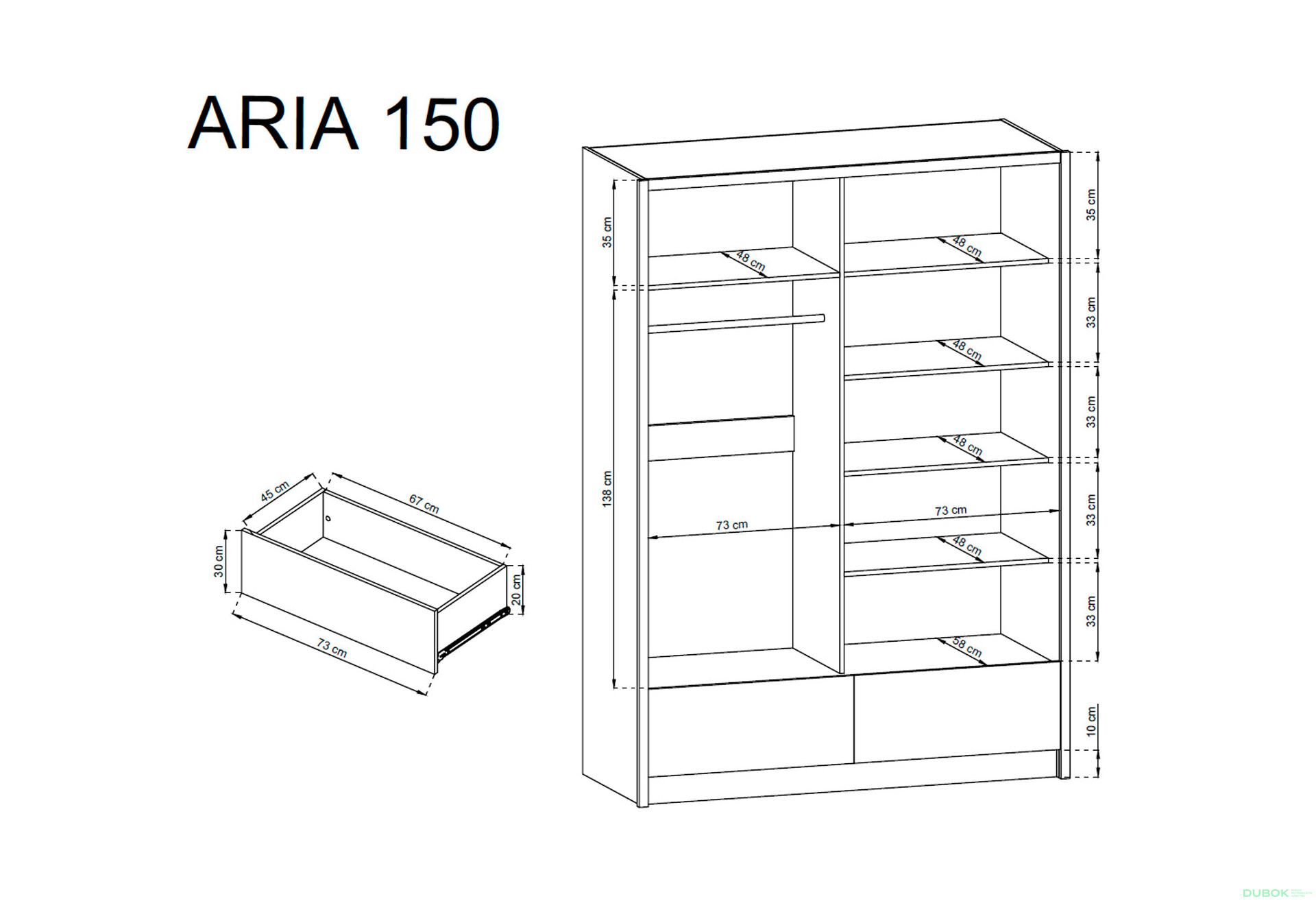Fotografie 2 - Skříň Aria II 150 černá / černý lesk