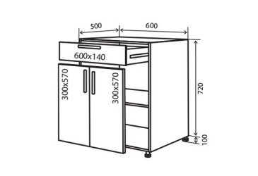 N30 Skříňka 1Š2D 60