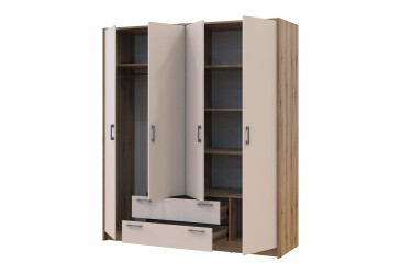 Skříň Rondi 4D dub artisan / kašmír 160x52x195