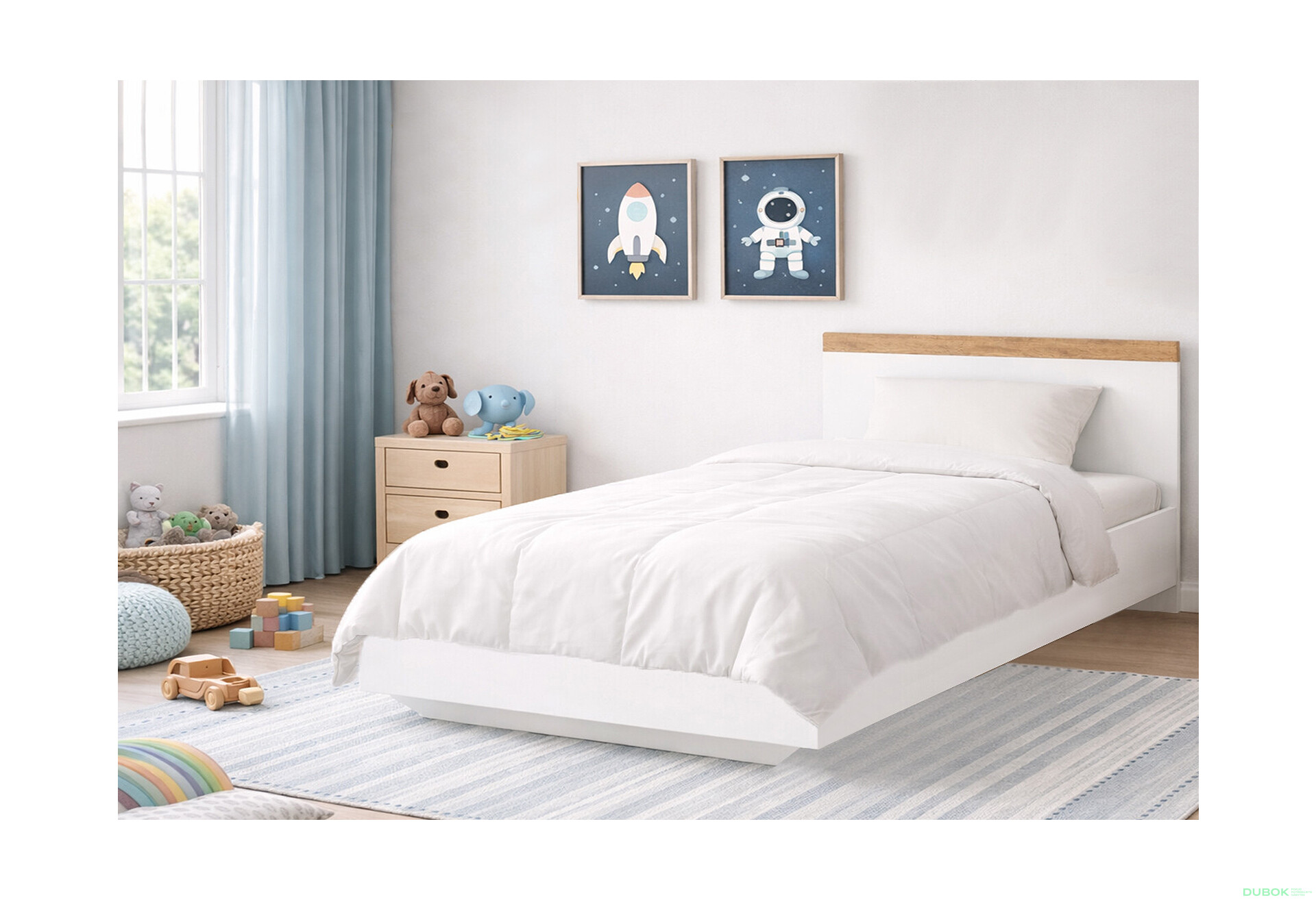 Fotografie 2 - Postel 120x200 bílý / dub wotan Vigo