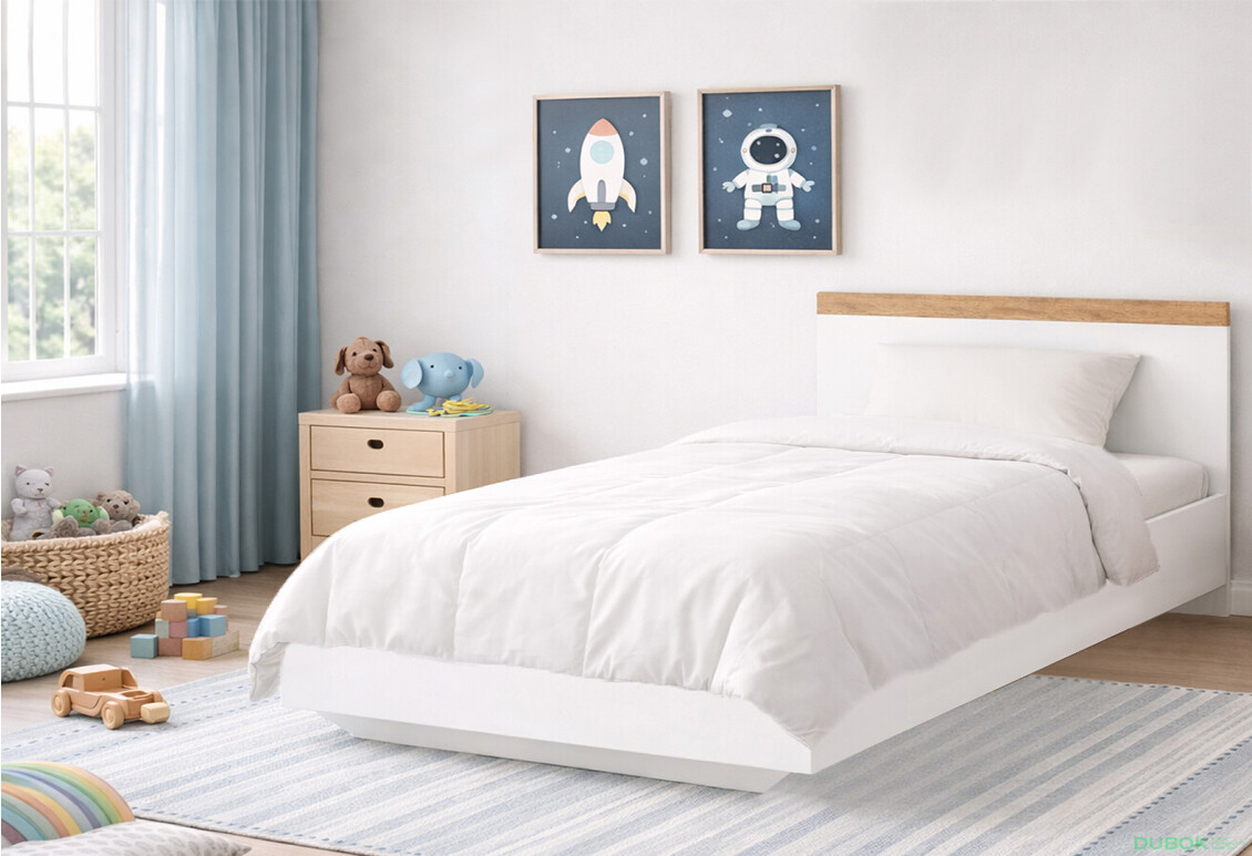 Fotografie 2 - Postel 120x200 bílý / dub wotan Vigo