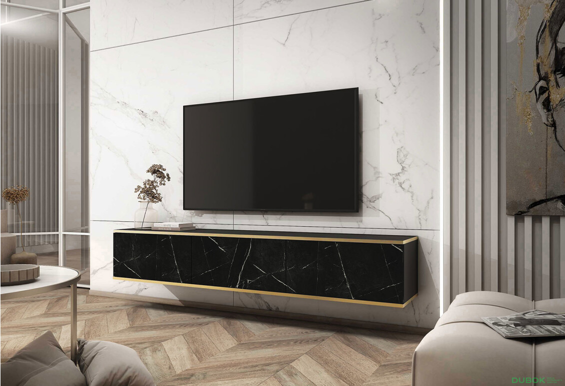 Fotografie 2 - TV stolek RTV 175 černý mramor Oro
