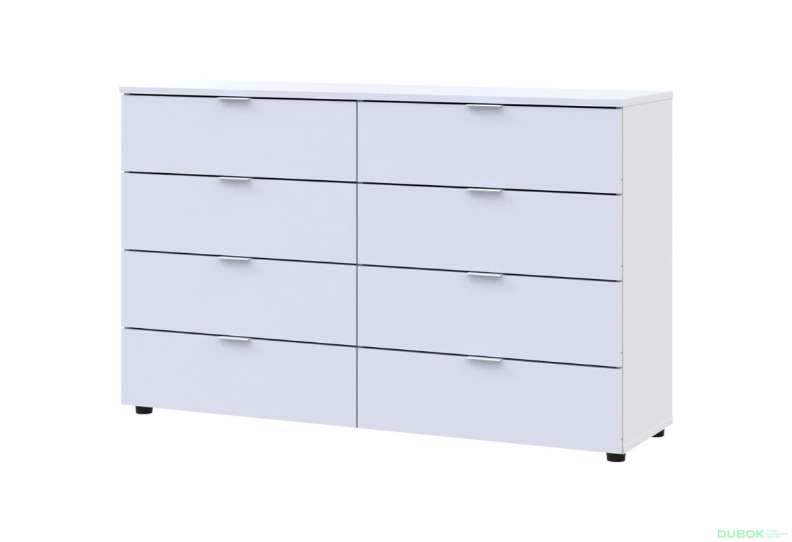Komoda Ron 8 s 8 zásuvkami 130x38x81 bílý
