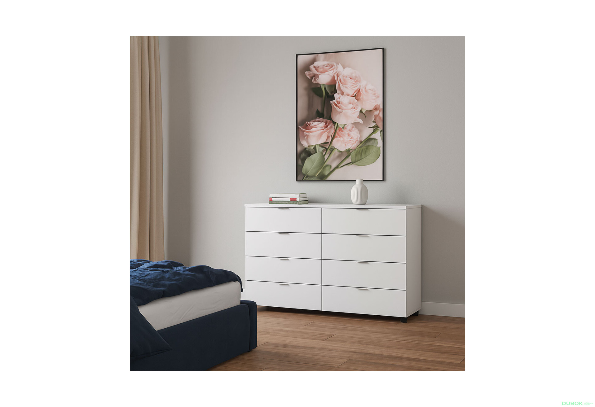 Fotografie 2 - Komoda Ron 8 s 8 zásuvkami 130x38x81 bílý