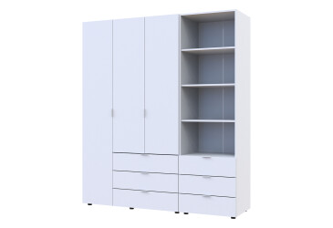 Skříň 3D s regálem se zásuvkami Gelar 176.2 cm bílý
