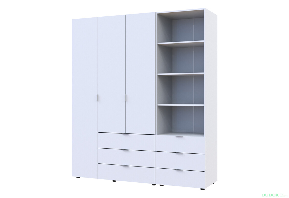 Skříň 3D s regálem se zásuvkami Gelar 176.2 cm bílý