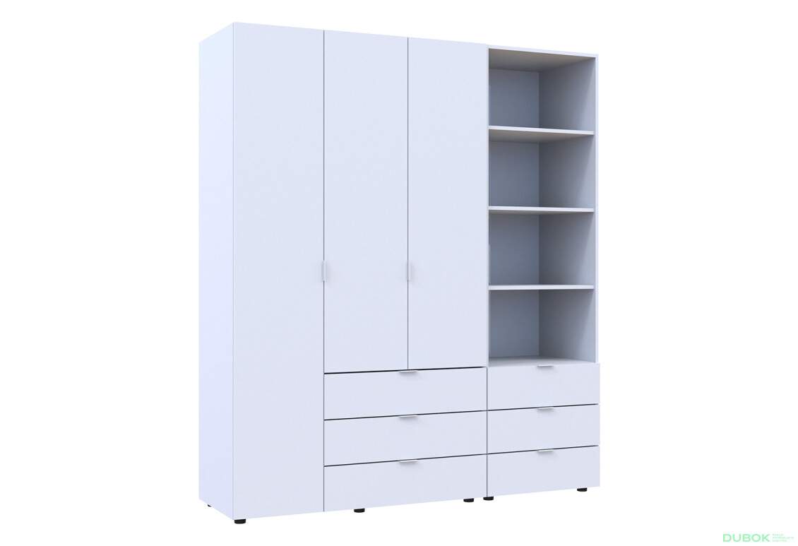 Fotografie 4 - Skříň 3D s regálem se zásuvkami Gelar 176.2 cm bílý