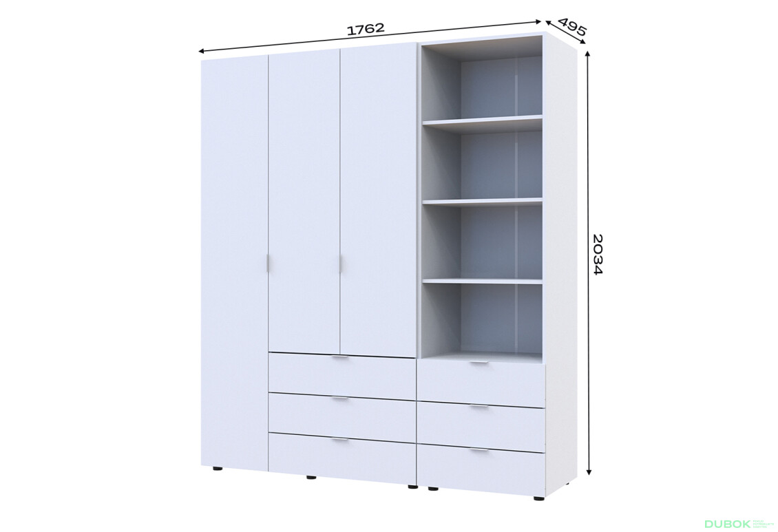 Fotografie 7 - Skříň 3D s regálem se zásuvkami Gelar 176.2 cm bílý