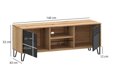 TV stolek 2d (P) dub evok / černý Bellano