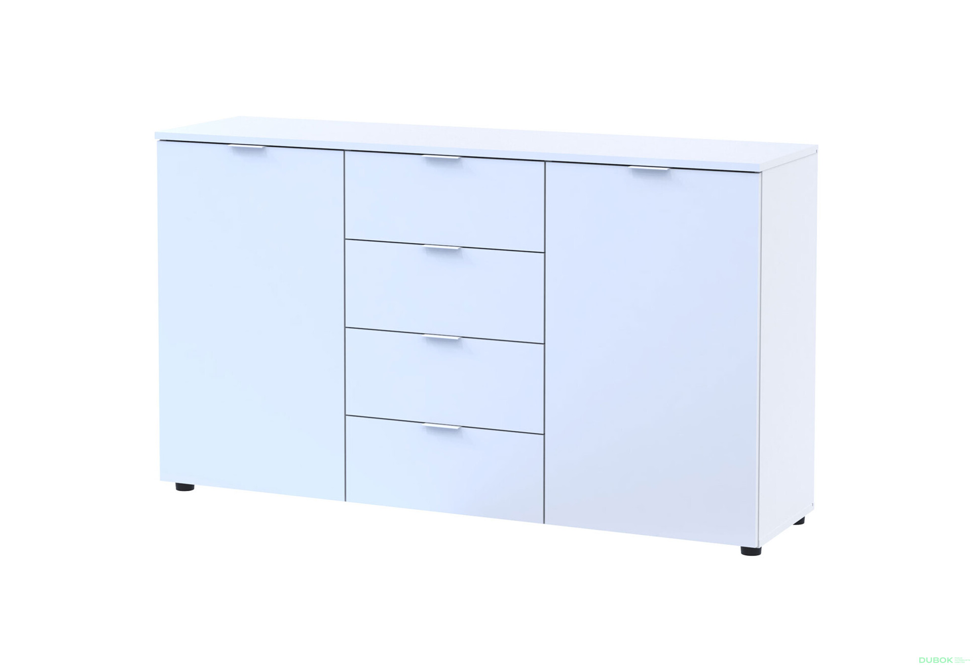 Fotografie 1 - Komoda s dvířky a 4 zásuvkami Ron 5 140 cm Bílá