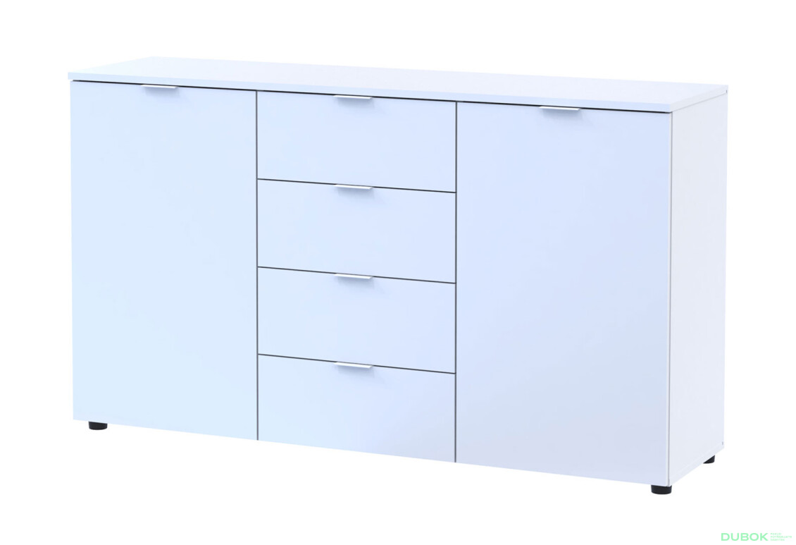 Komoda s dvířky a 4 zásuvkami Ron 5 140 cm Bílá