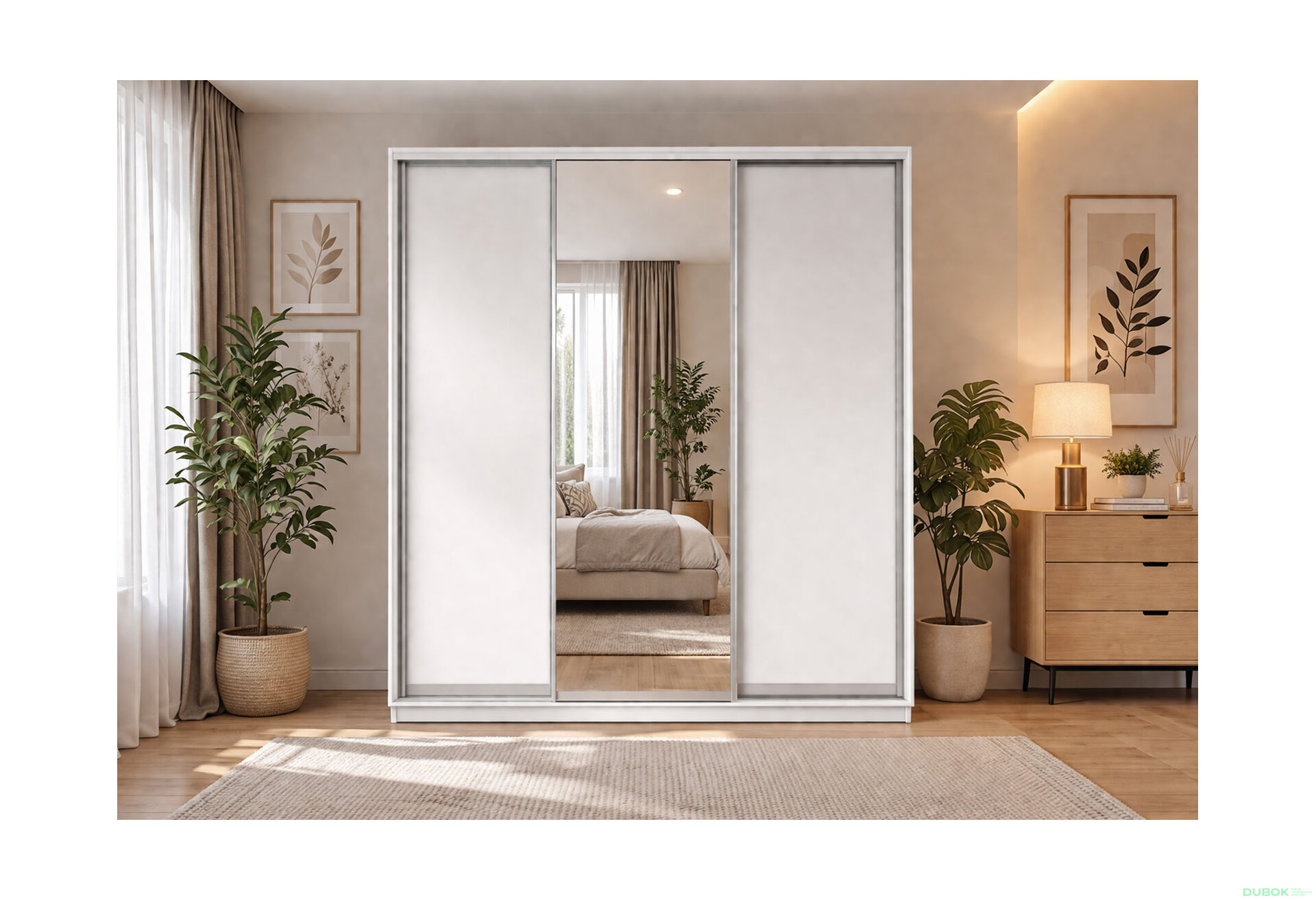 Fotografie 2 - Skříň s posuvnými dveřmi 2200x2500x600 2LTD 1 zrcadlo nymphaea alba, profil stříbrný