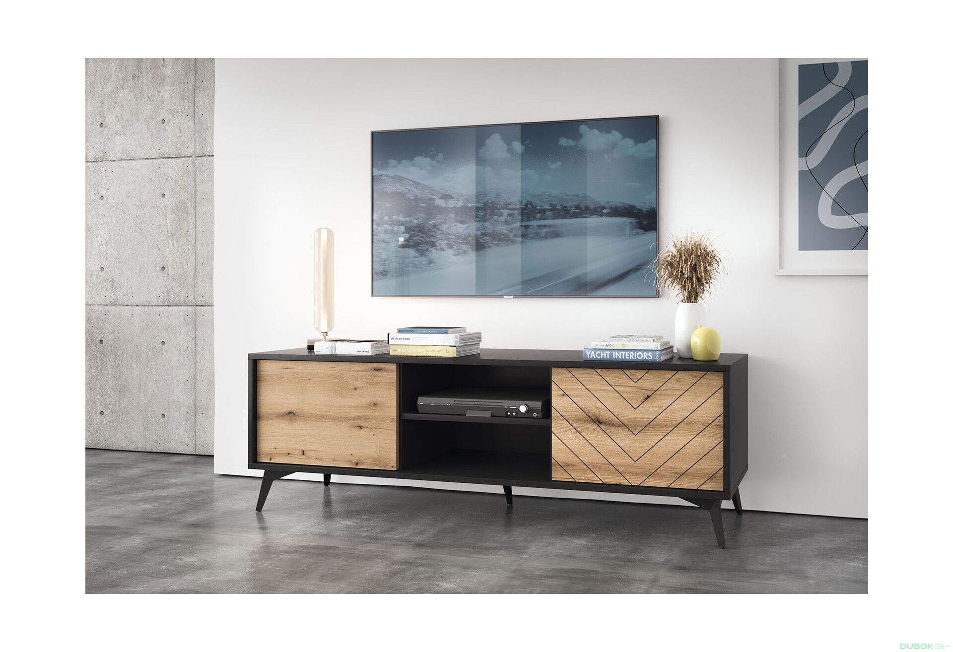 Fotografie 3 - TV stolek 154 evoke dub / černá Diamond