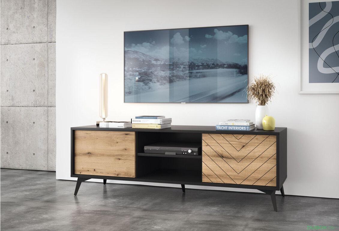 Fotografie 3 - TV stolek 154 evoke dub / černá Diamond
