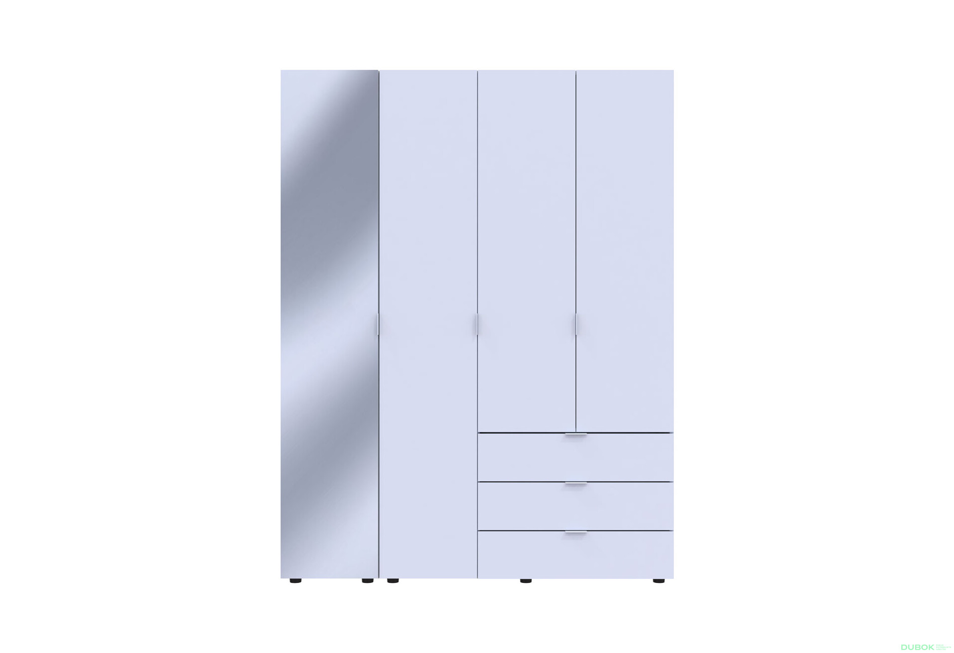 Fotografie 2 - Skříň čtyřdveřová se zrcadlem Gelar 155.2 cm Bílá