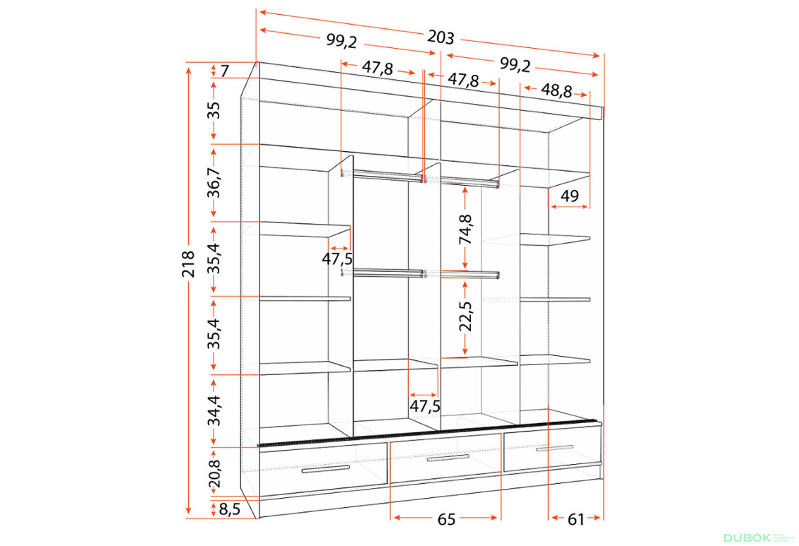 Fotografie 4 - Skříň Florence 2D 200 matná šedá