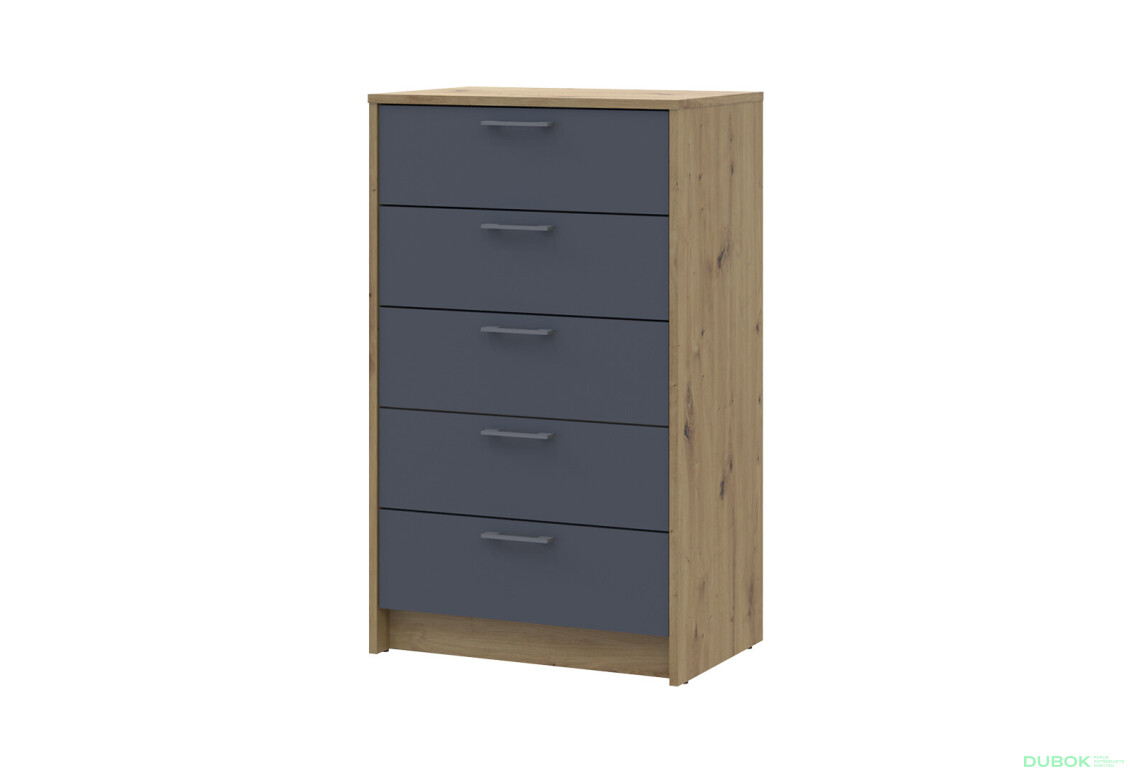 Komoda Rondi 5 zásuvek 60х40х100 dub artisan / grafit