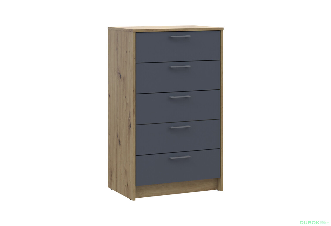 Fotografie 3 - Komoda Rondi 5 zásuvek 60х40х100 dub artisan / grafit