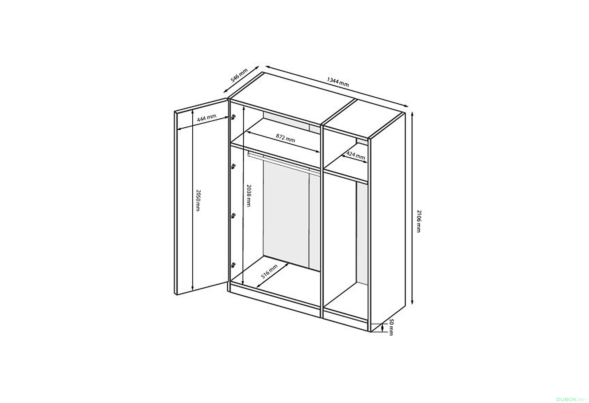 Fotografie 4 - Skříň 3D se zrcadlem, bílý lesk Mila