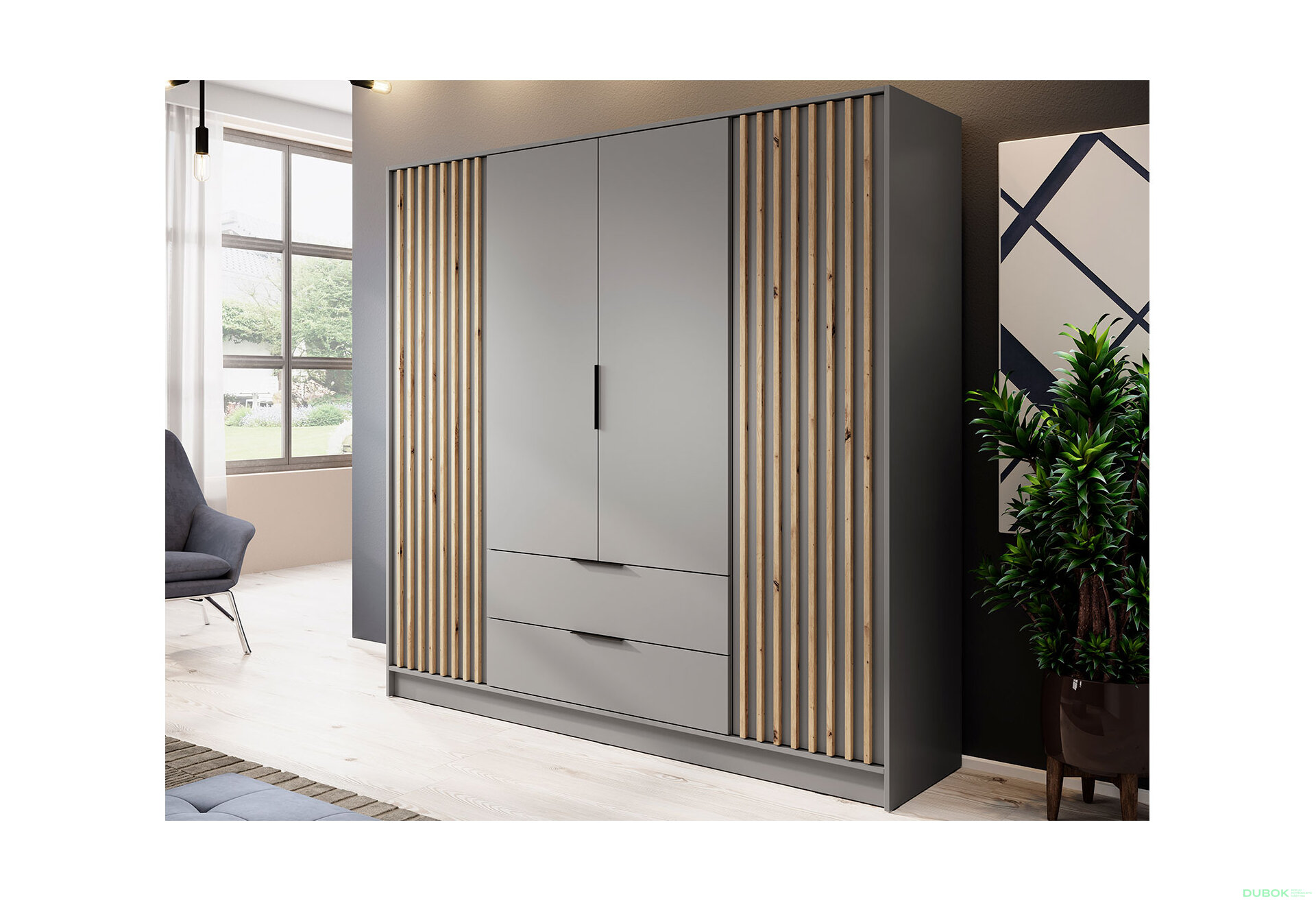 Fotografie 3 - Skříň 4D bez zrcadla šedá Nelly