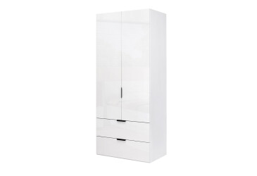 Skříň 2dv 2šx Bez zrcadel bílý lesk Mila