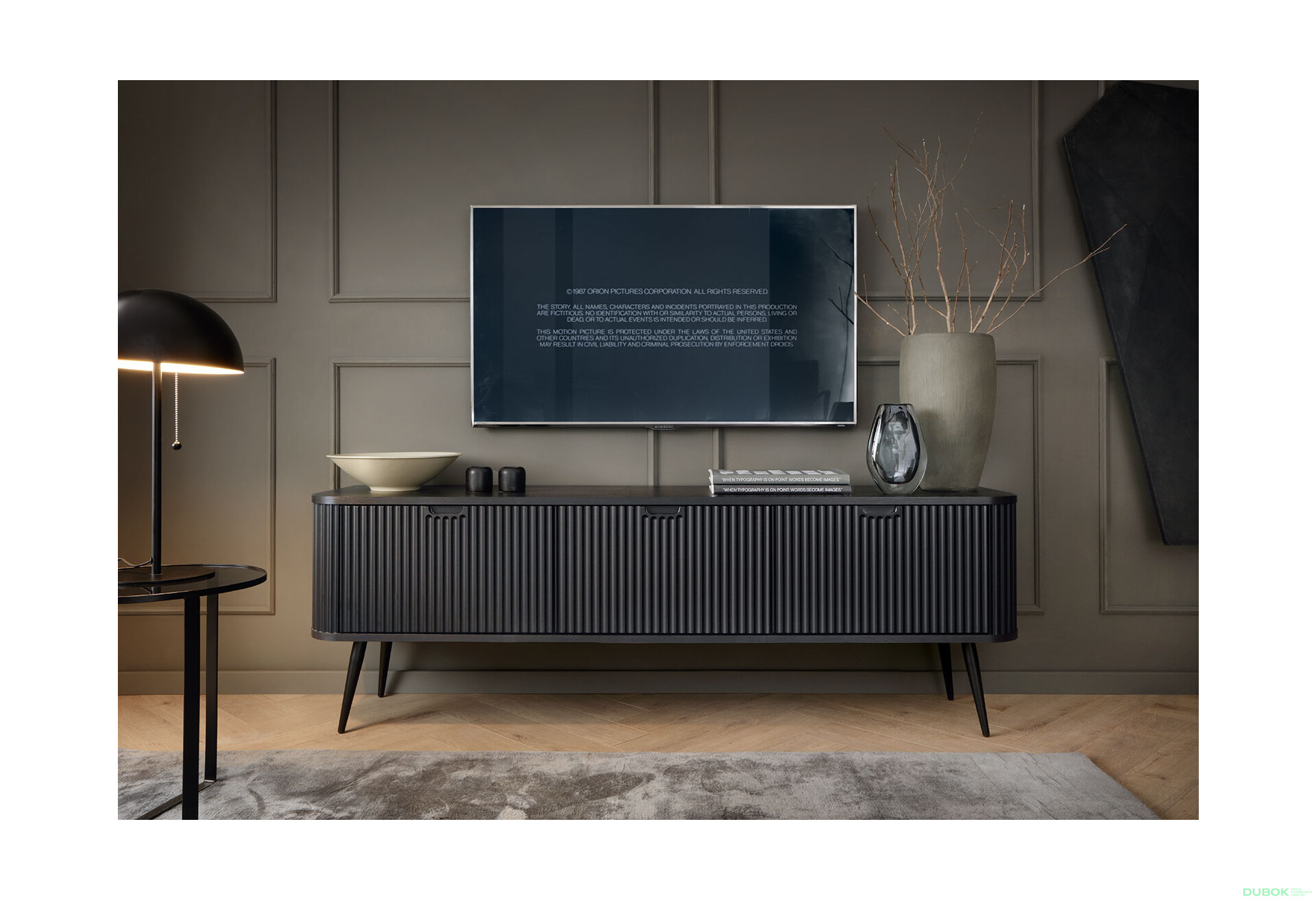 Fotografie 4 - TV stolek RTV-168 černý, černé nohy Zova